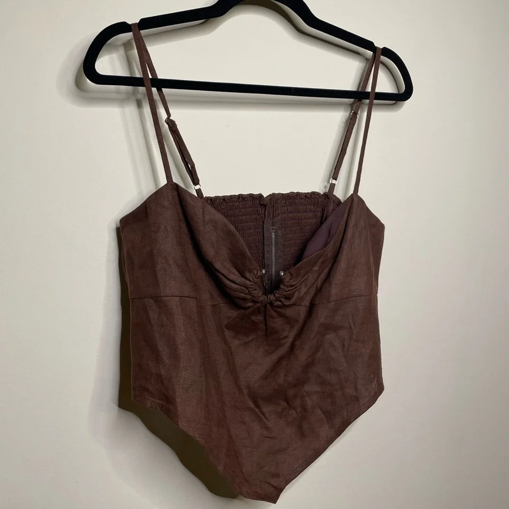 REFORMATION Sansa cropped embellished linen top - Picture 3 of 6